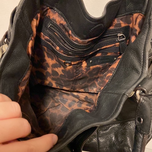 B MAKOWSKY Black Genuine Leather Hand Bag Shoulder Satchel Bag Purse - Picture 6 of 8